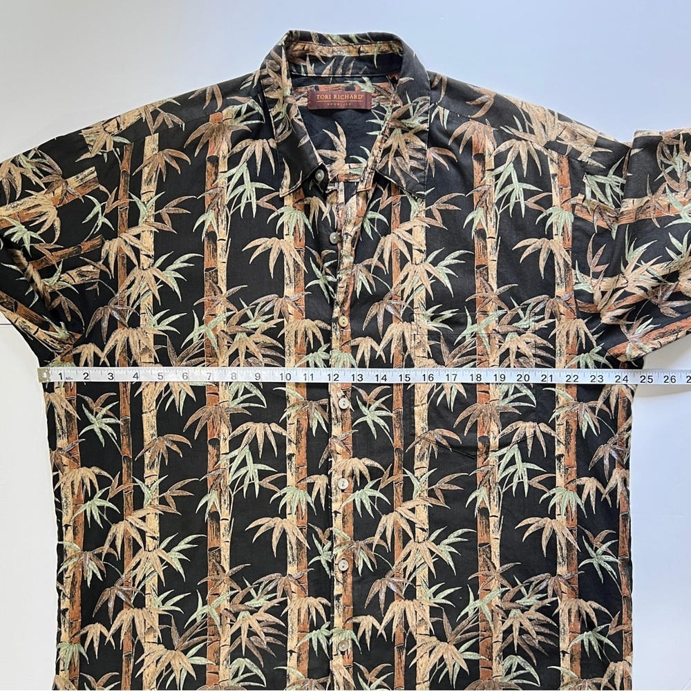 Vintage Tori Richard Short Sleeve Button Down Shirt Men's Large Bamboo Print - Picture 6 of 10